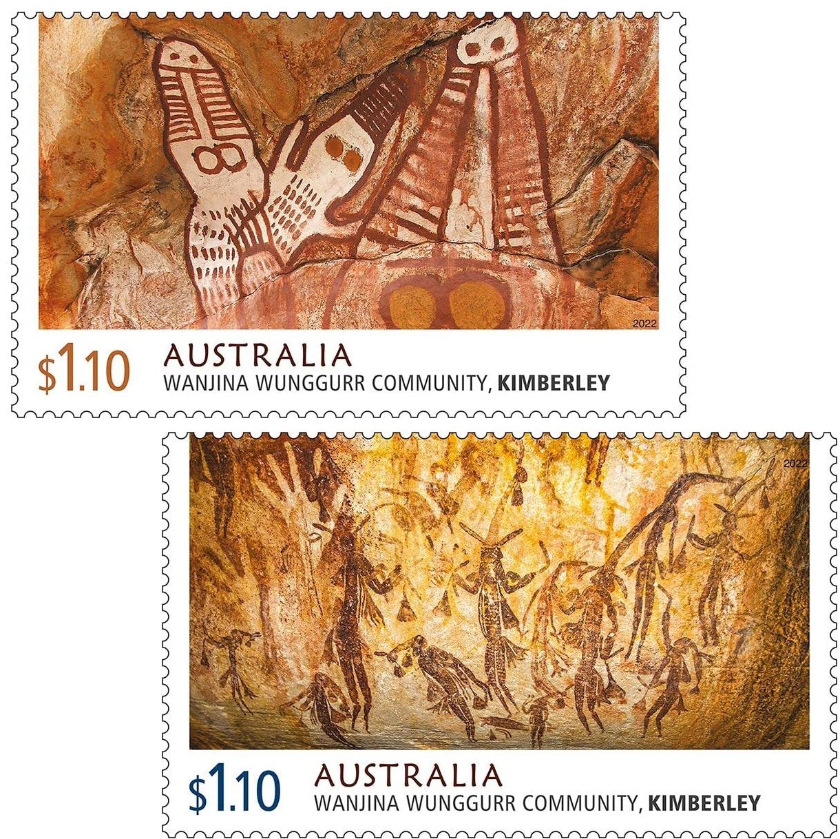 Sparkly Rock Art of The Kimberley of Austraia Set Gummed Stamp 2022