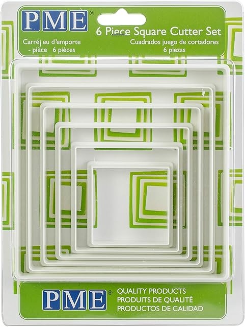 PME PNS4 Square Cutters, Set of 6 White