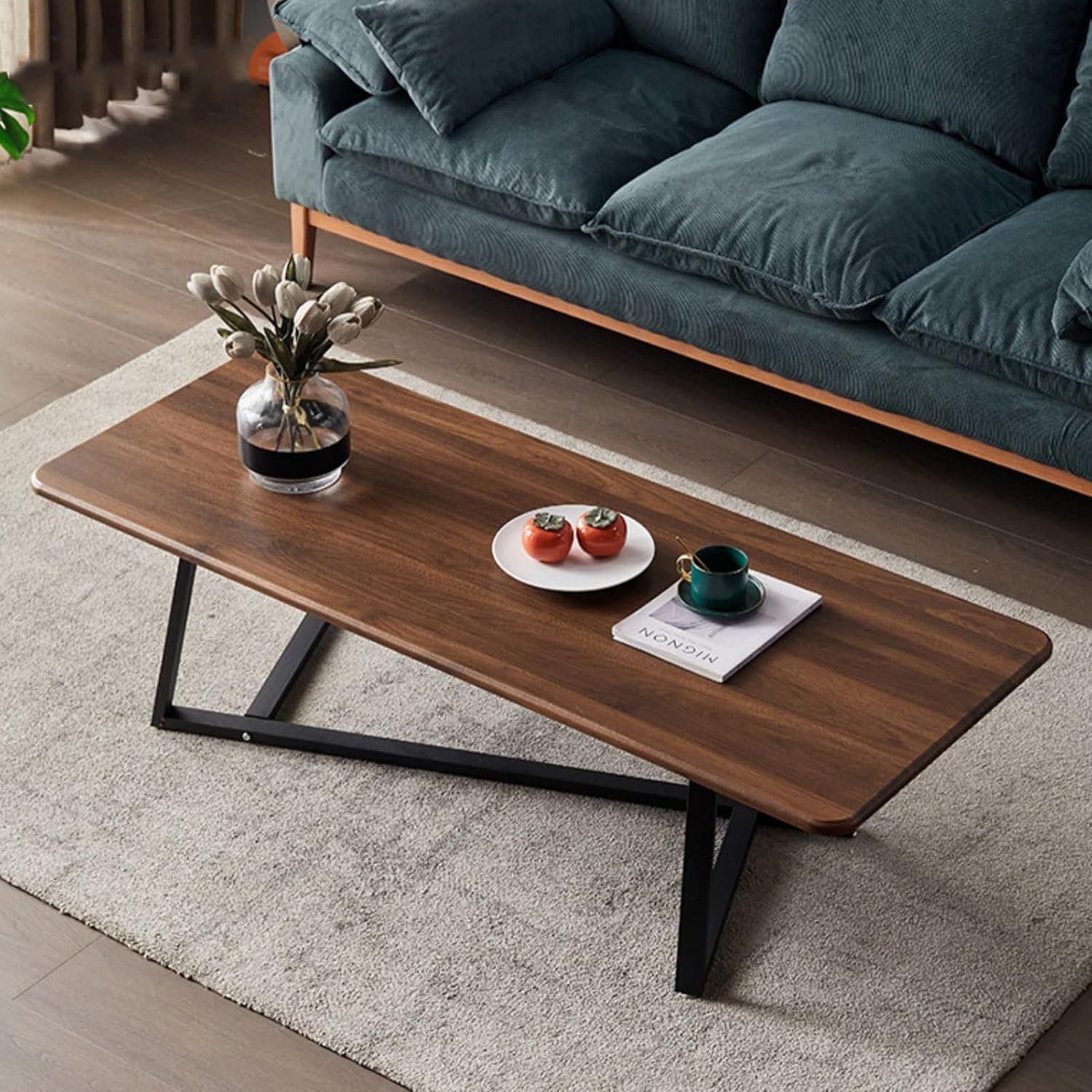 YVYKFZD Rectangle Coffee Table, Wood Center Table with