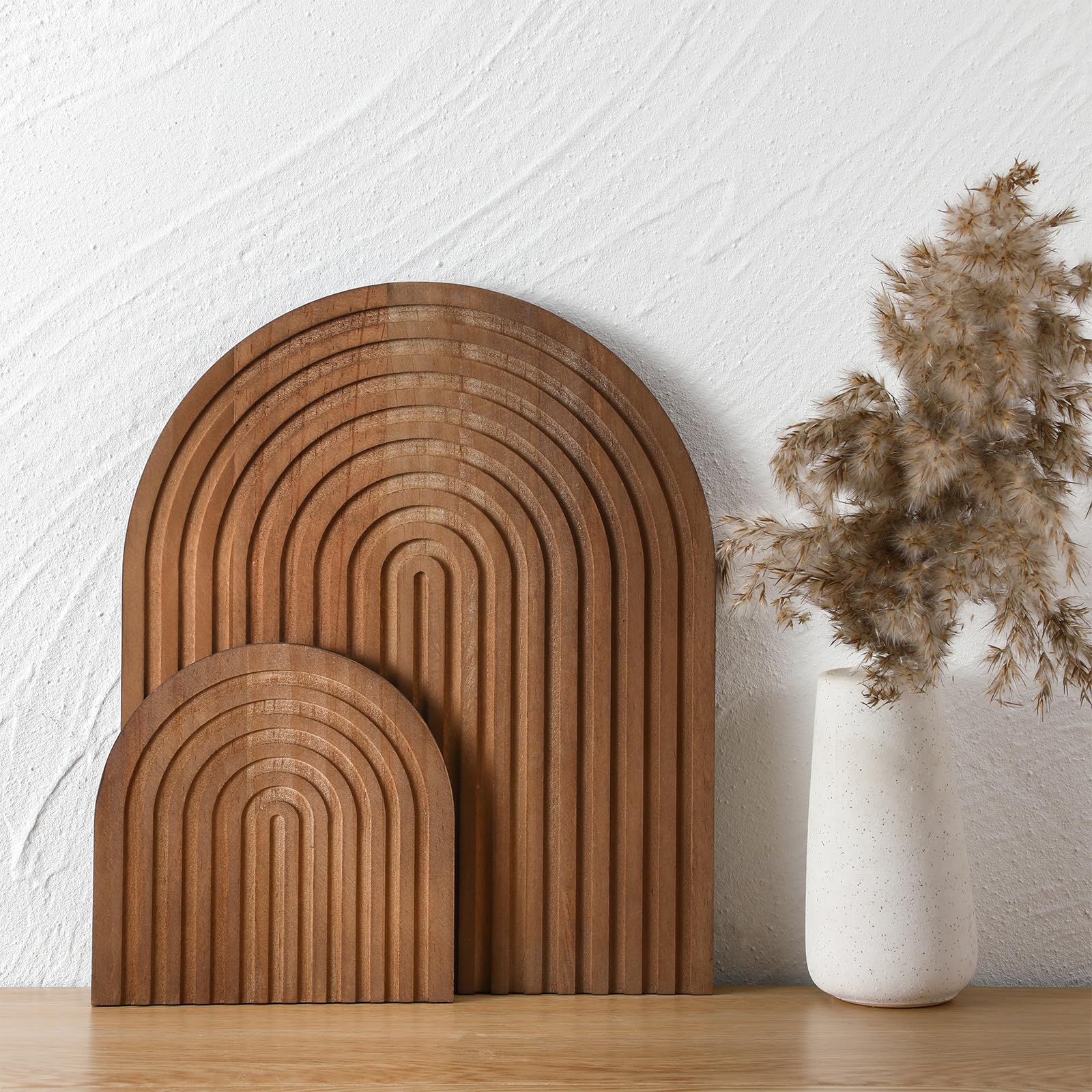Photo 1 of 2 Pcs Decorative Wood Cutting Board Wooden Rainbow Decor Boho Kitchen Decor Serving Trays Cutting Chopping Block for Home Kitchen Farmhouse Decoration Wall Shelf Mantel(Brown,Pine)