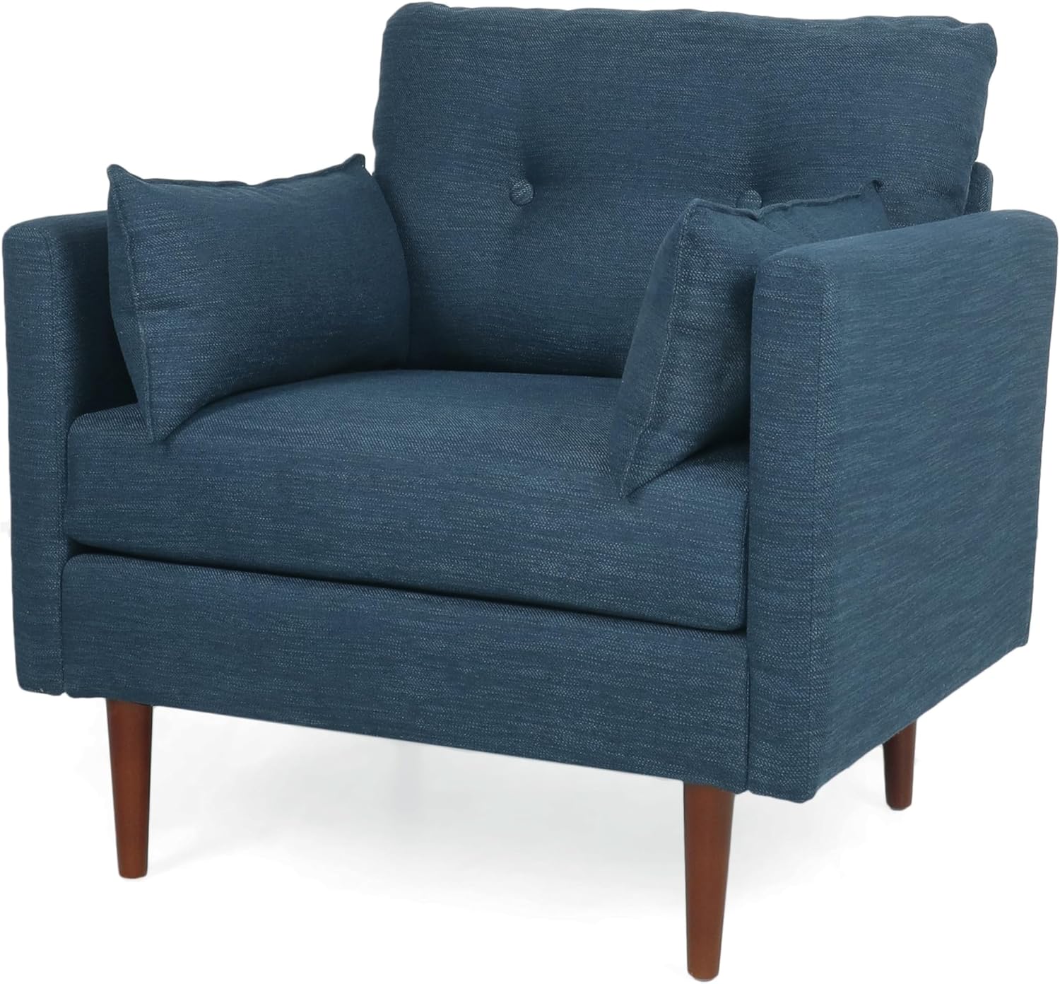 GDFStudio Tufted Club Chair Accent Armchair Accent Arm Reading Chair for Living Room Upholstered Button Armchair Lounge Chair with Comfy Cushion Wooden Leg for Bedroom Office, Navy Blue