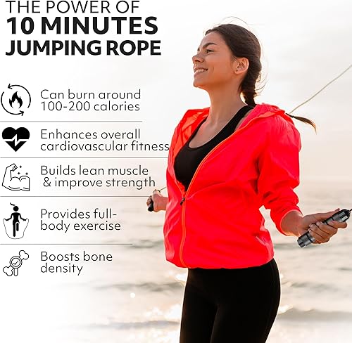 Miniatura 6 de Cuerda de saltar, cuerda de saltar pesada, cable de cuerda de salto de velocidad rápida sin enredos con rodamientos de bolas