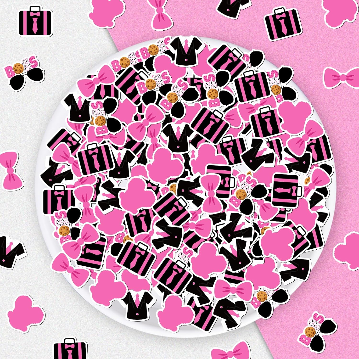 200Pcs Baby Girl Boss Confetti for Girls Hot Pink Baby Girl Table Confetti Boss Themed Paper Scatters Gender Reveal Baby Shower Table Decoration for Girls 1st Birthday Party Baby Shower Favor Supplies