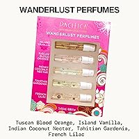 Vista 2 de Pacifica Beauty, Wanderlust - Juego de prueba de perfume en aerosol, vainilla isla, 5 aromas, juego de regalo de muestra de fragancia, aceites