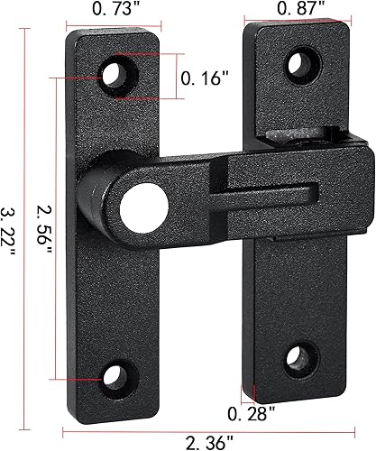 Miniatura 2 de 2 paquetes de pestillos abatibles de 180 grados, pestillos de puerta de granero, cierre de puerta abatible de aleación de zinc, cierre de puerta