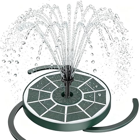 AISITIN Fuente Solar 3.5W con Batería, Panel Verde Oscuro | Varios Efectos de Rociado Para Estanque Piscina Jardín