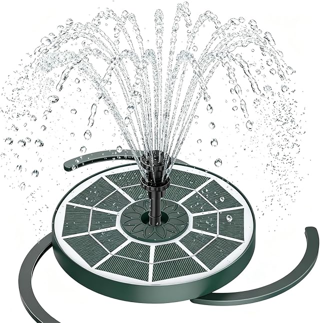AISITIN Fuente Solar 3.5W con Batería, Panel Verde Oscuro | Varios Efectos de Rociado Para Estanque Piscina Jardín