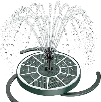 AISITIN 3.5W Solar Bird Bath Fountain Built-in 1500mAh Battery, Solar Water Pump with 8 Nozzles, Solar Powered Fountain Pump for Garden Birdbath Pool Fish Tank Pond and Outdoor Dark Green