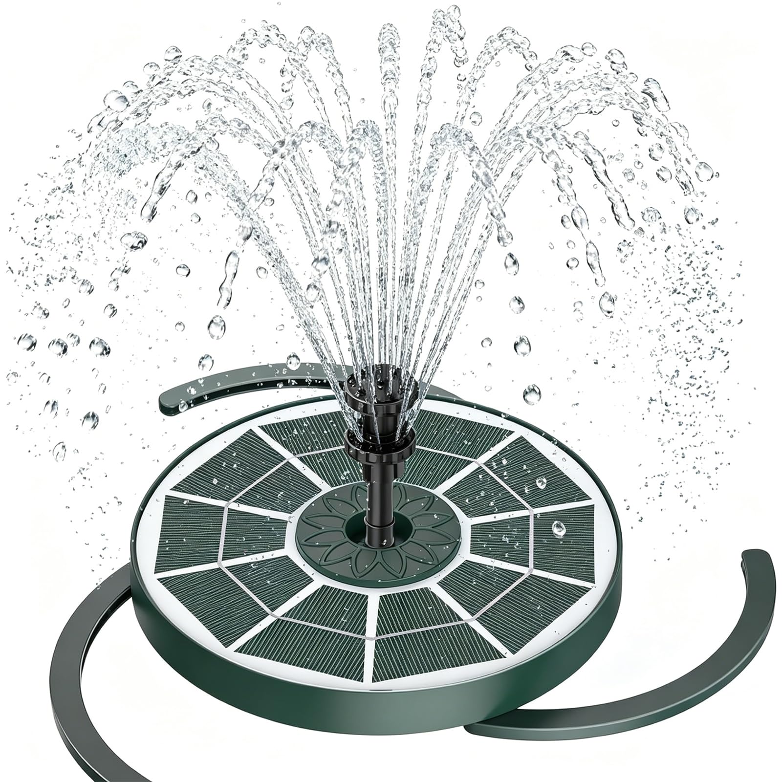 AISITIN Solarbrunnen für Draussen Verbessert mit Akku, 3,5W Solar Schwimmender Fontäne Pumpe mit Verschiedene Sprüh Effekten, Solar Springbrunnen für Außen mit Hellblau Glasscheibe für Garten,Teich
