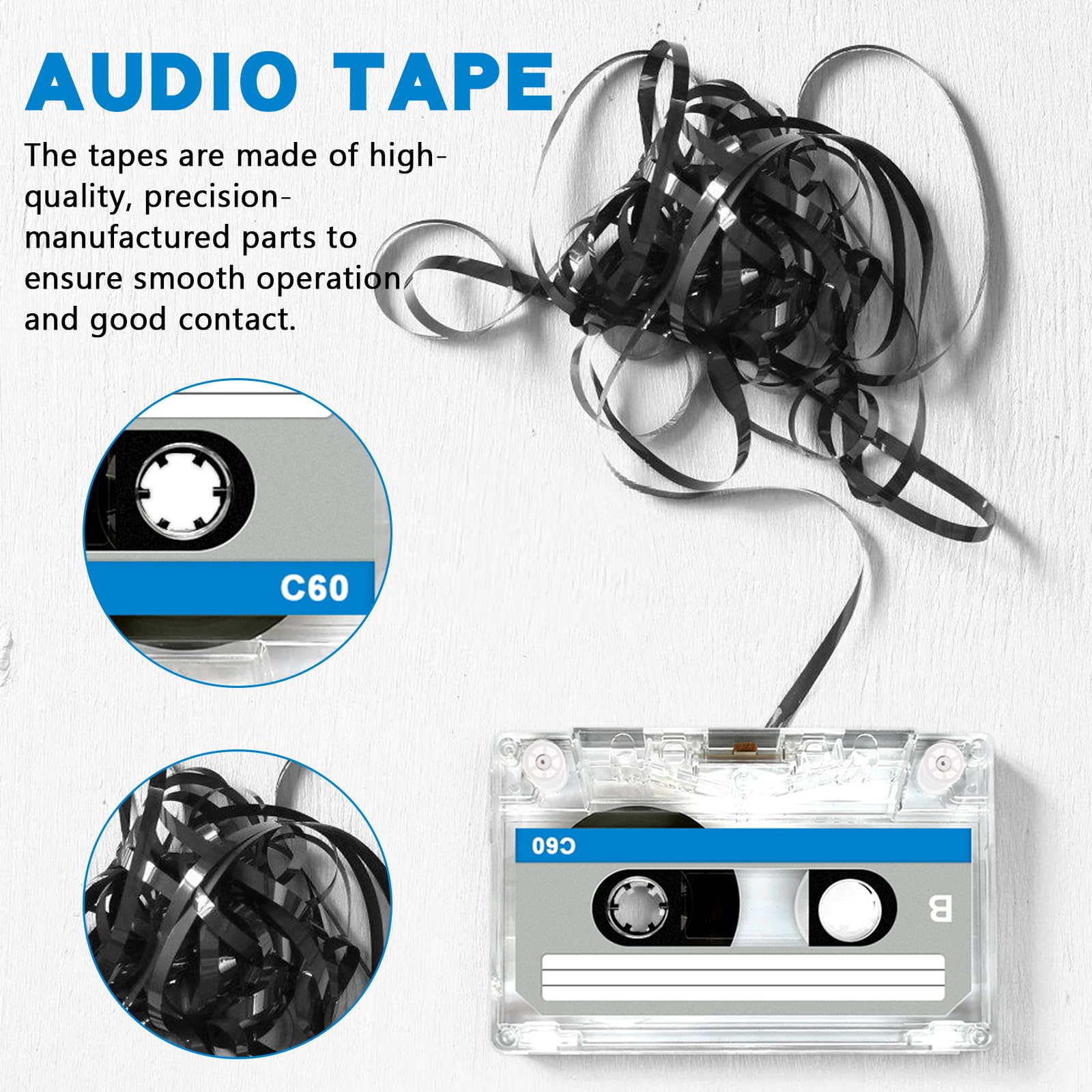Cassettes Audio Vides 60 Minutes Faible Bruit 10 Pièces