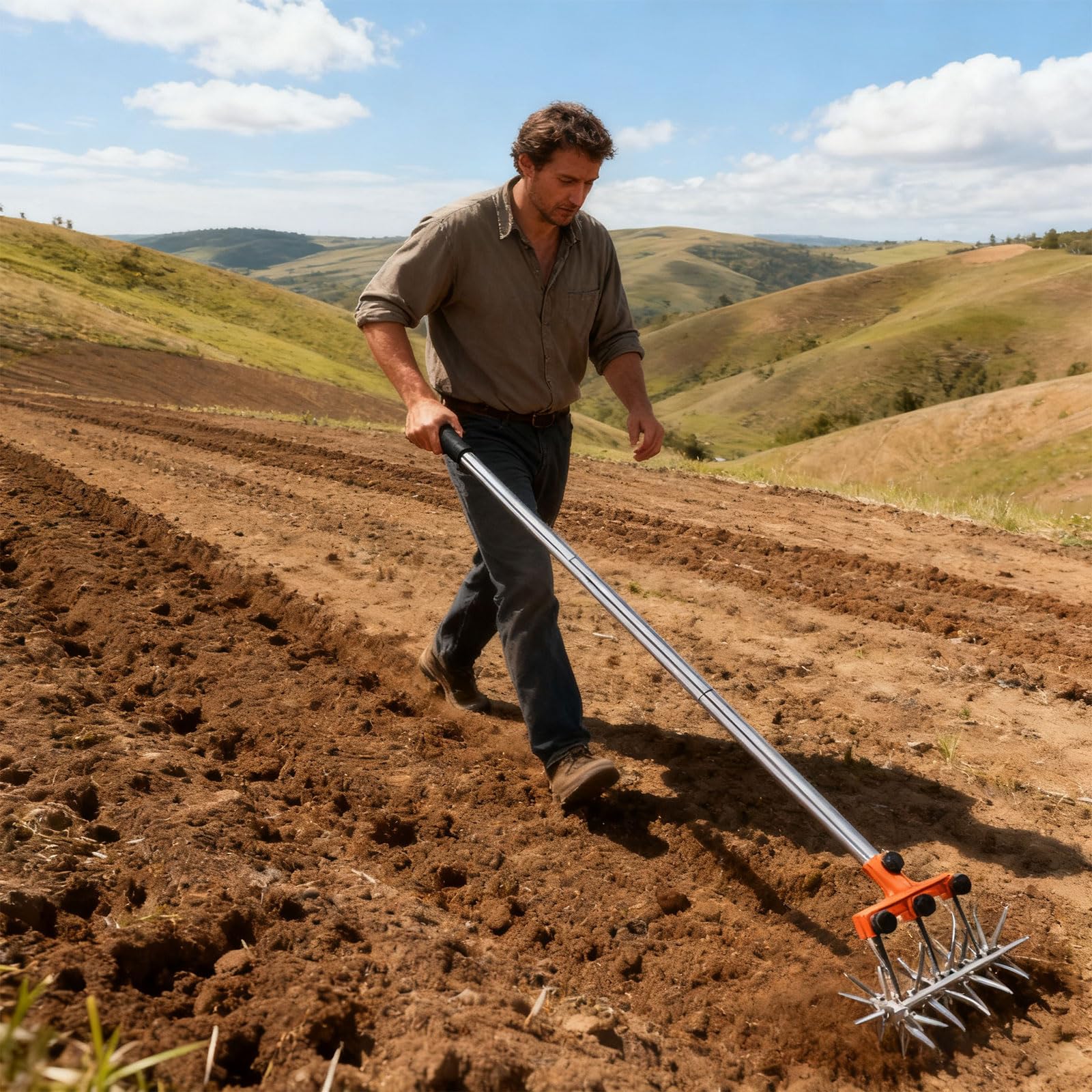 Cultivateur de jardin rotatif avec bordure rotative antirouille