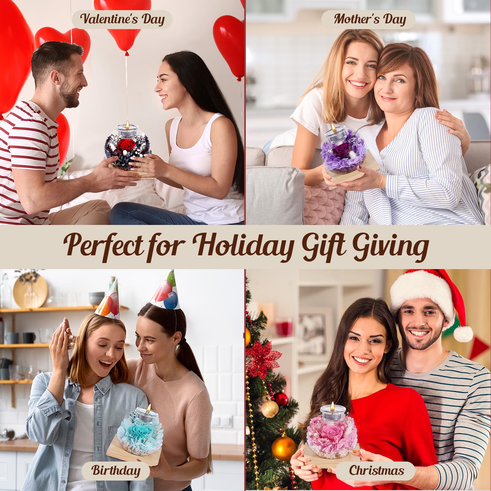 Rosa Eterna, Regalos de Cumpleaños para Mujeres, Rosas Eternas Reales con Funda de Cristal, Regalos para Mujeres, Hermanas, Amigas en Cumpleaños, Acción de Gracias, Navidad (Rosa)
