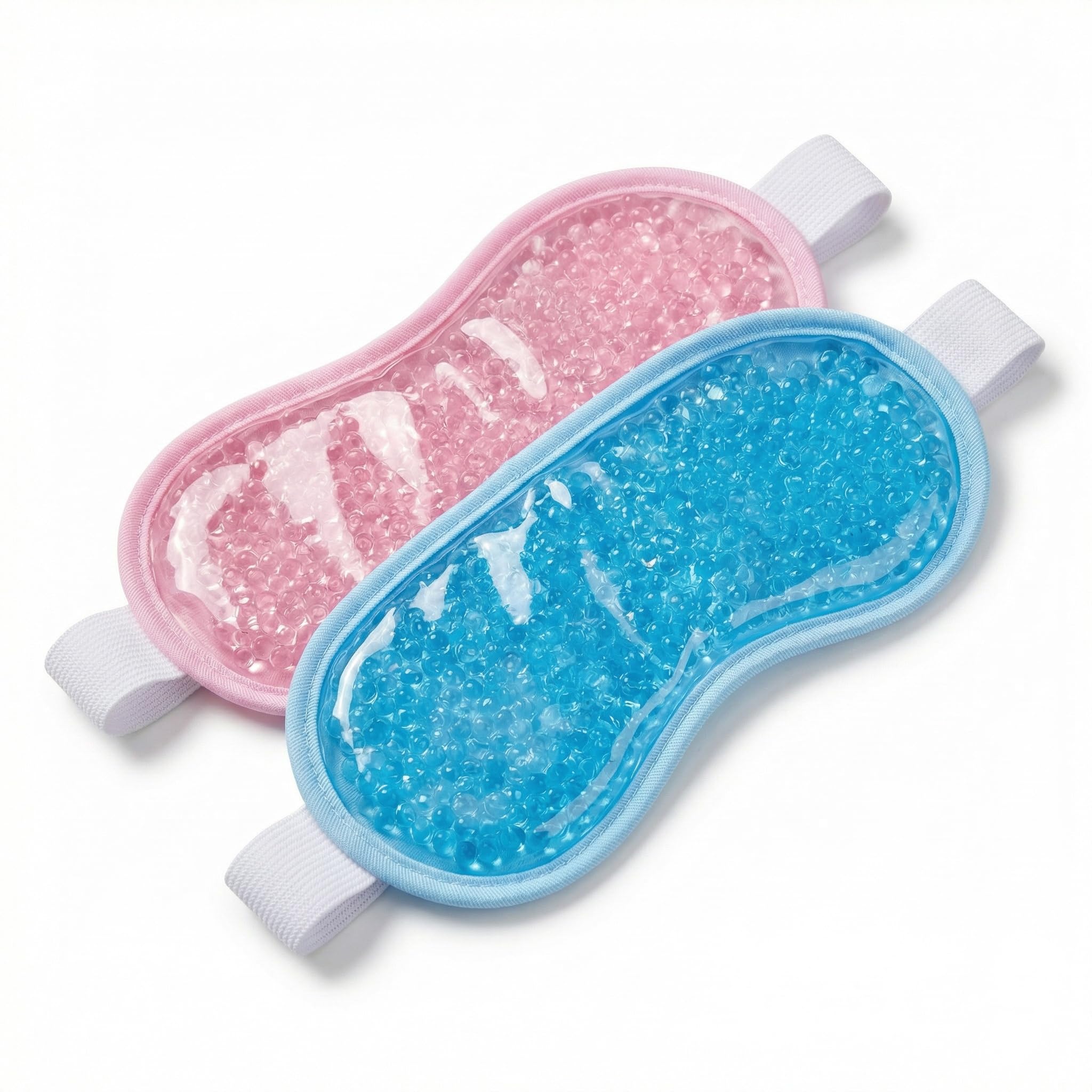 Cooling Eye Mask 2 Pack, Gel Eye Mask Cold Pack for Puffiness, Ice Eye Mask for Puffy Eyes, Hot Cold Compress for Eyes, Reusable Freezer Eye Mask Blue and Pink Color
