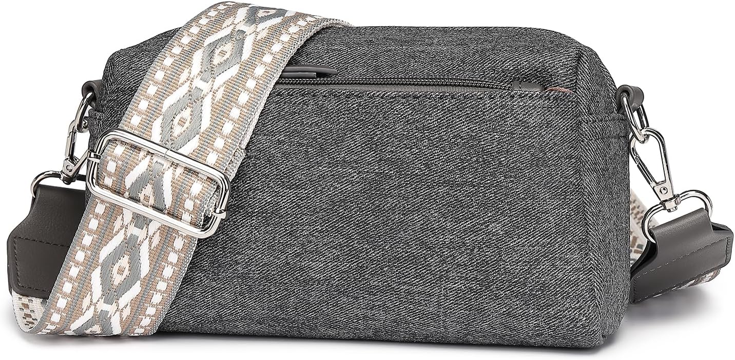 Miss LuluCrossbody Bag for Women, Shoulder Bag with Adjustable Wide Strap, Camera Bags Handbag, PU with Denim Style, Waterproof