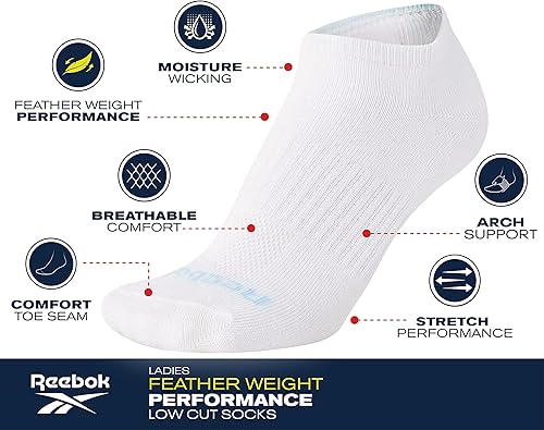 Miniatura 3 de Reebok Calcetines deportivos para mujer - Calcetines de corte bajo de rendimiento (paquete de 12)