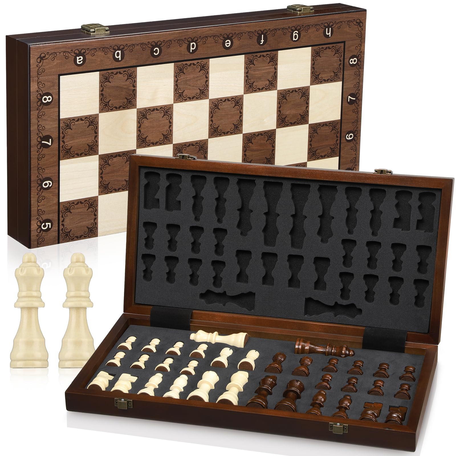 Peradix Magnetisches Schachspiel aus Holz,38CM Schach Klappbares Schachbrett,Schachspiel Hochwertig Riesenschach Chess Set mit Schachfiguren für Kinder