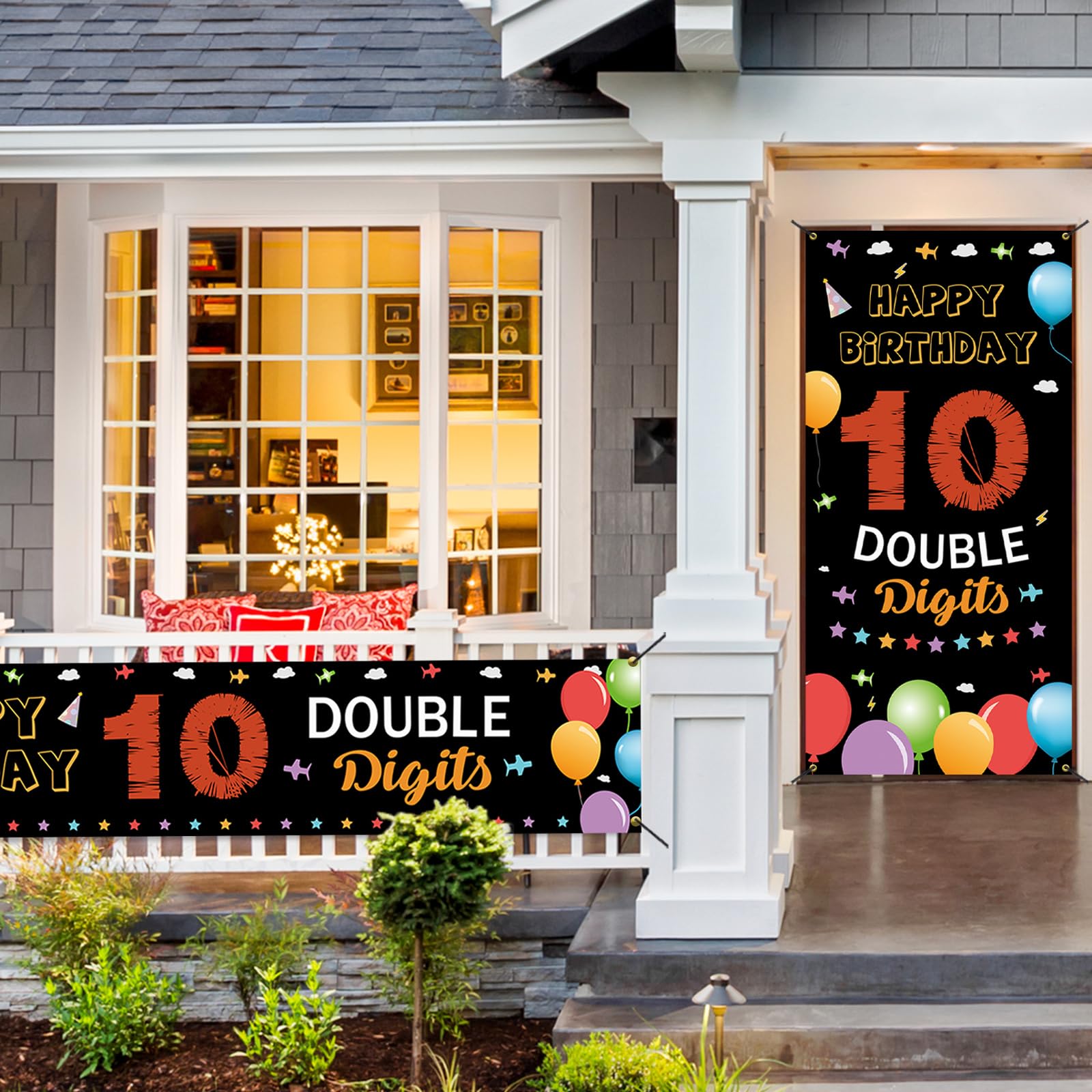 10. Geburtstag Banner – „Out Single Digs, I‘m 10“ – Bunt & Wiederverwendbar