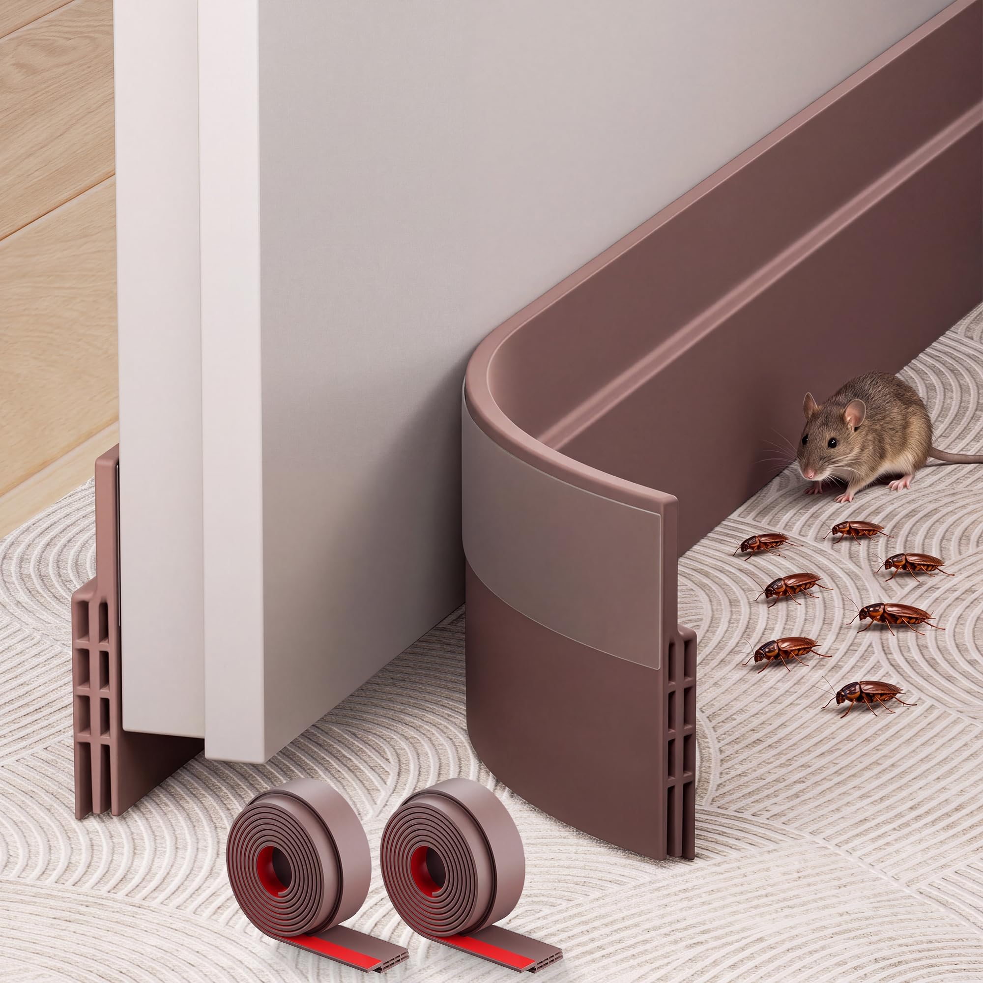 2 Pack Under Door Draft Stopper Weather Stripping Door Seal Threshold Strip