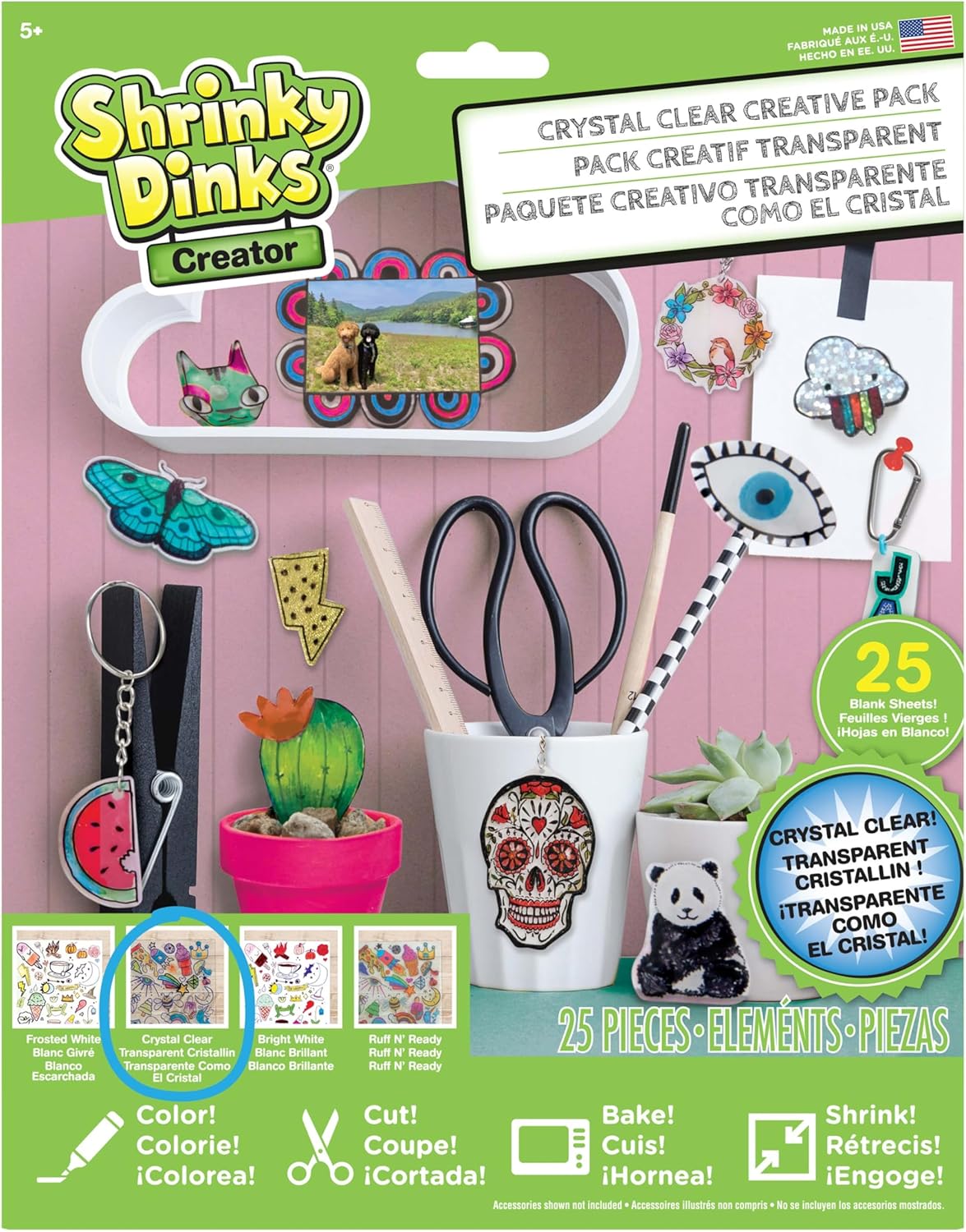 Just Play Shrinky Dinks Ruff n’ Ready Creative Pack, 25 Frosted White Sheets, Kids Arts and Crafts Activity Set, Kids Toys for Ages 6 Up