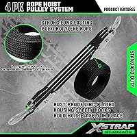 Vista 5 de XSTRAP STANDARD Polipasto de cuerda resistente con resistencia a la rotura de 2,000 LB, 50 pies de cuerda, estructura con rodamientos de ruedas