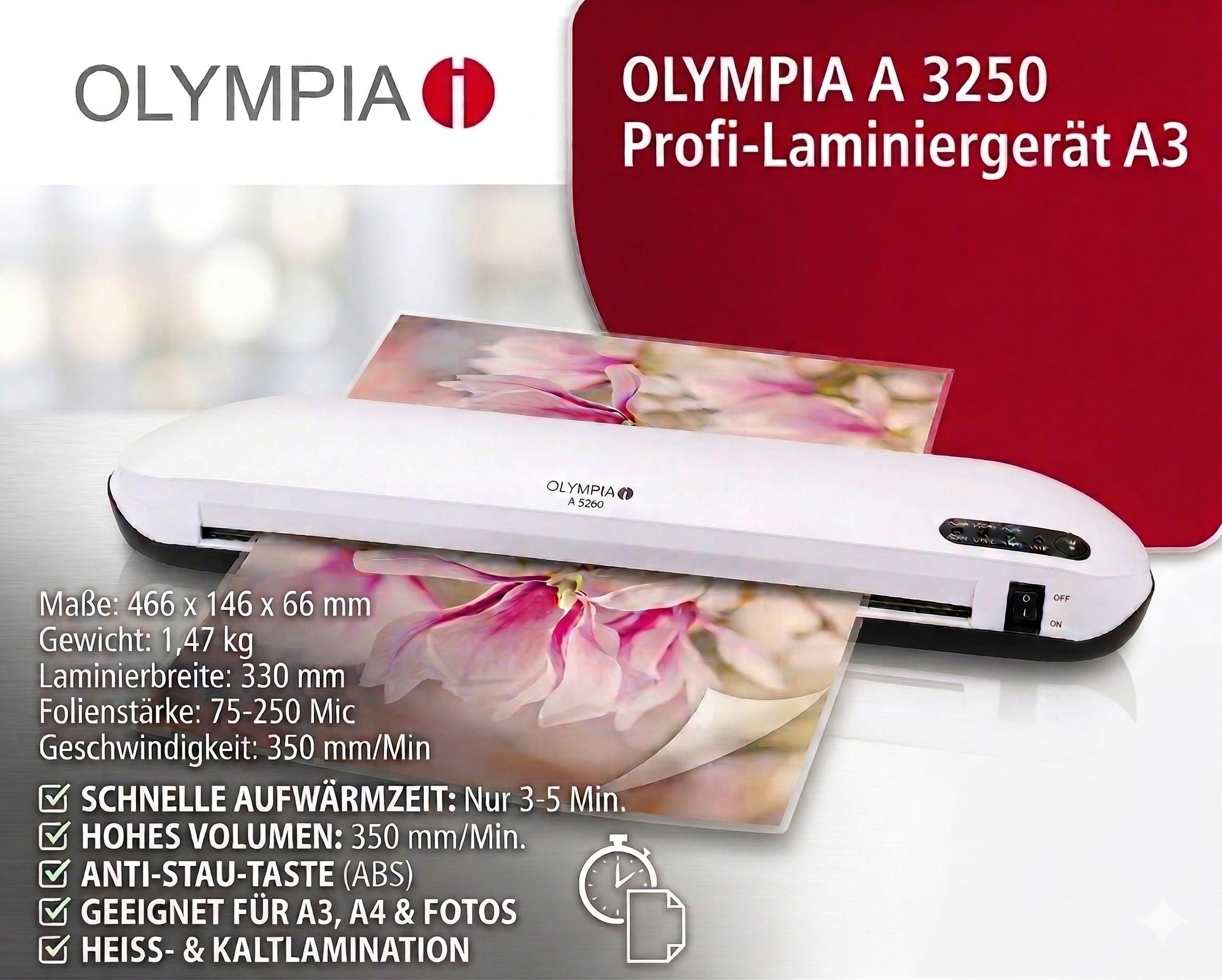 OLYMPIA A3250 - A3 Laminator tot 250 Micron Wit