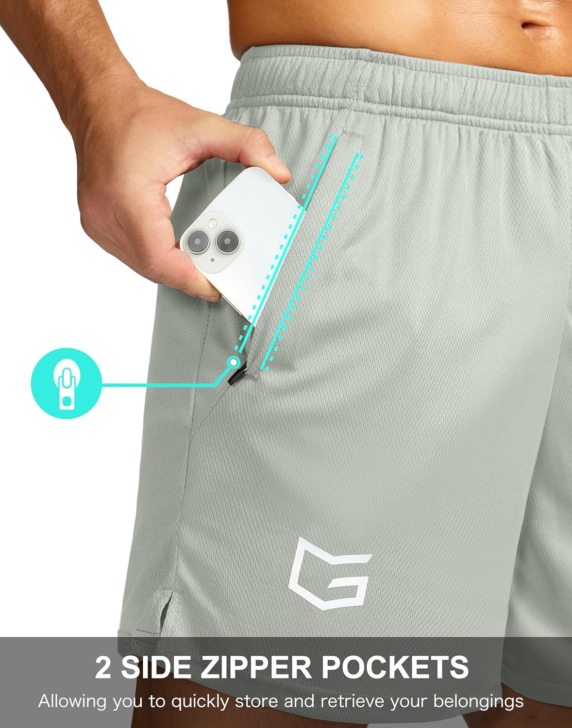 G Gradual Men's 5"/ 7"/ 9" Workout Running Shorts Quick Dry Lightweight Gym Shorts with Zip Pockets - Image 4