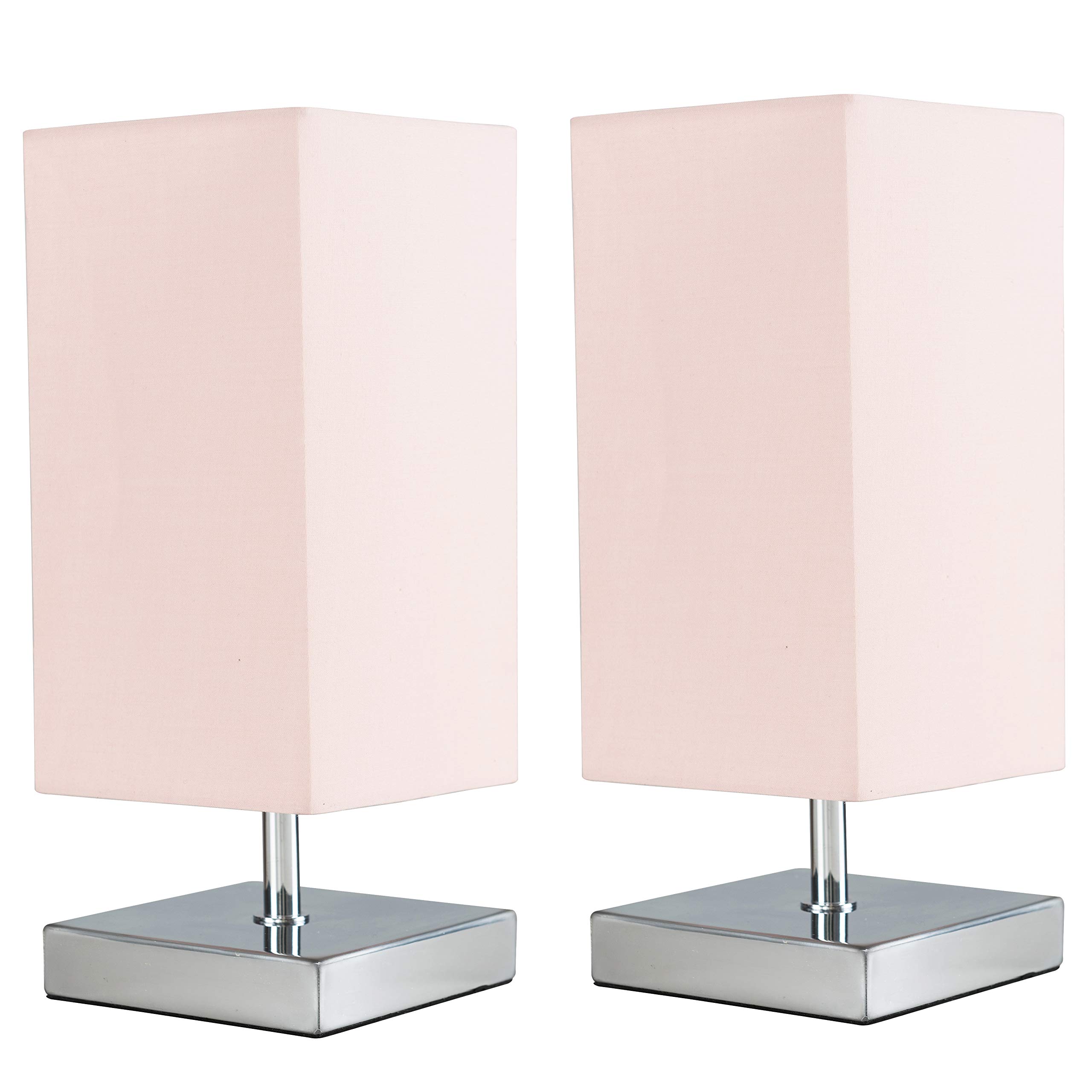 ValueLights Yuko Pair of Silver Table Lamp Touch On/Off Dimmable