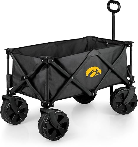 PICNIC TIME NCAA Adventure Wagon Elite - Carro de playa plegable todo terreno con ruedas grandes, tapa superior de mesa y forro suave para enfriar,