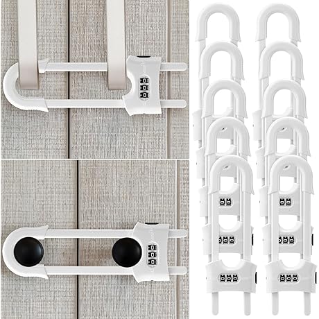 U-Shaped Sliding Cabinet Locks with 3-Digit Combination for Enhanced Child Safety