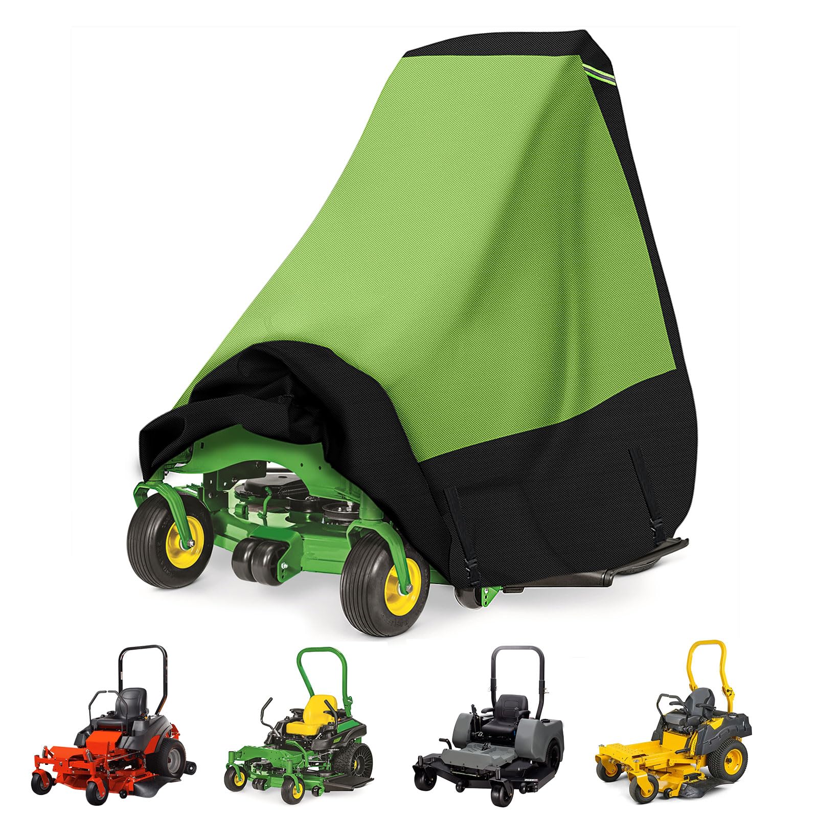 Cubierta para cortacésped de giro cero con cuerdas, impermeable, resistente, se adapta a cubiertas de cortacésped de hasta 60 pulgadas, poliéster Oxford 600D resistente a los rayos UV y al agua,