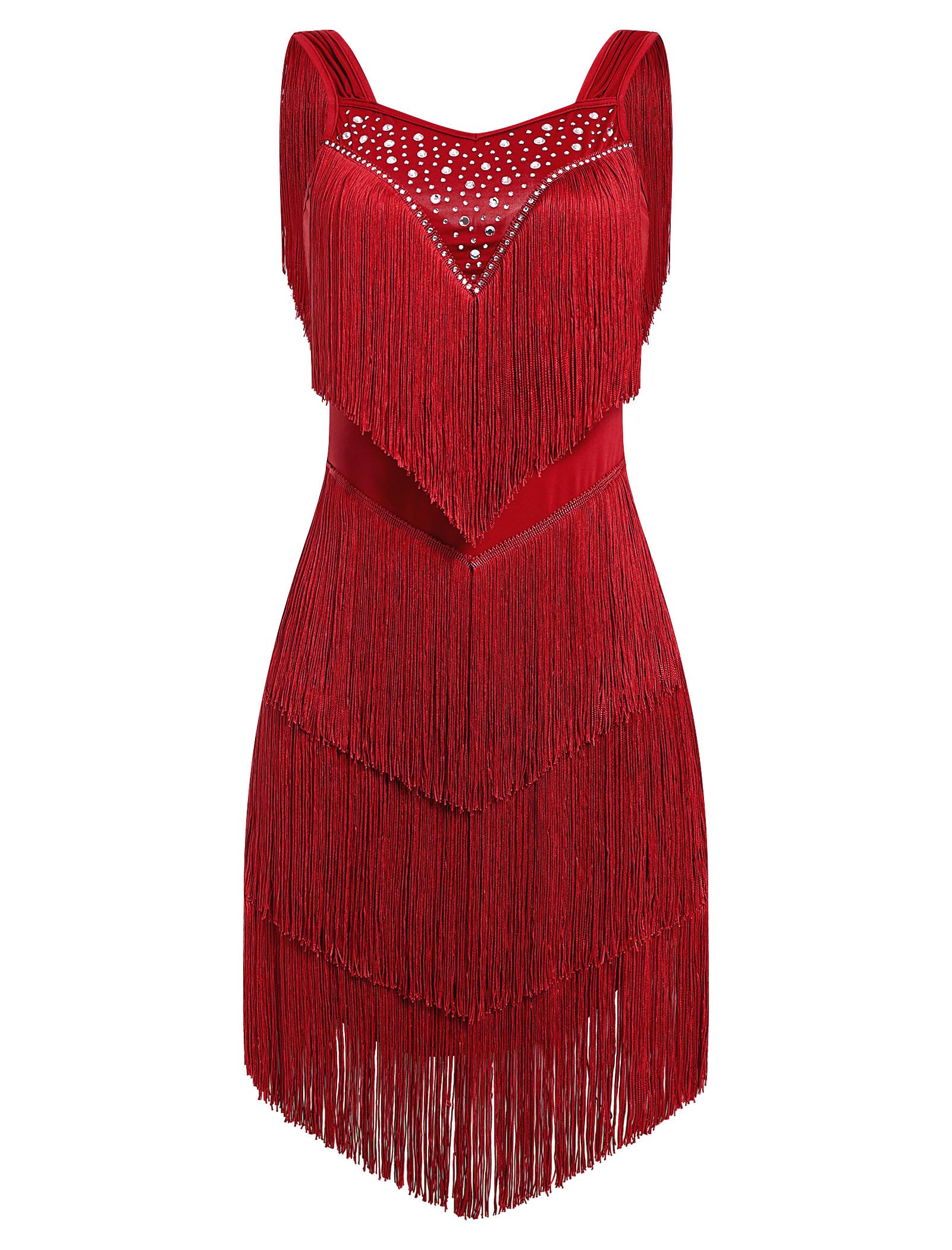 IBAKOM Latin Dance Dress for Women Fringe Sequins Flapper Ballroom Dance Dresses 1920s Tassel Salsa Tango Dancing Costume