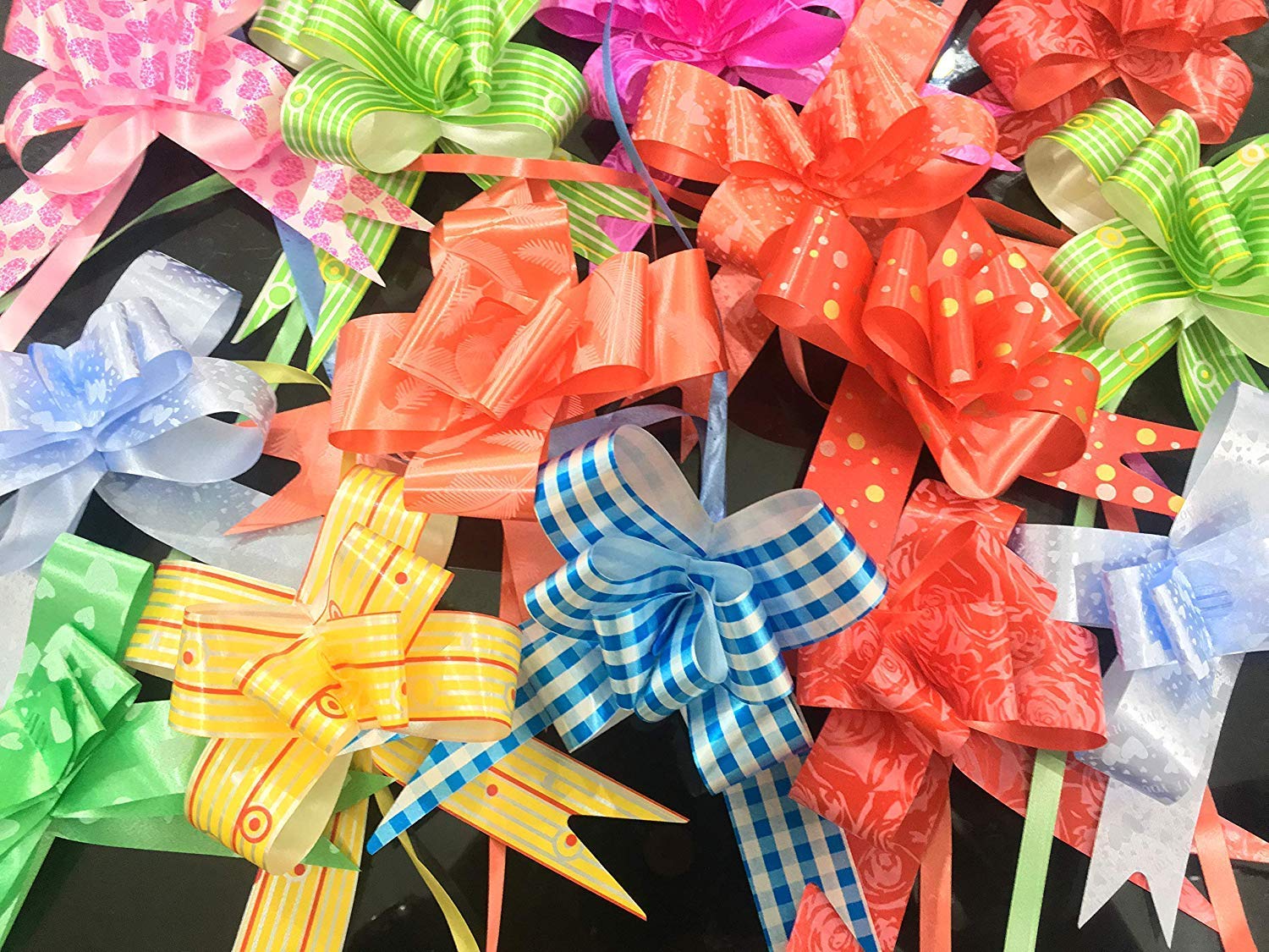 IMTION (Pack of 180 Pcs Flower Ribbons) Gift Packing Pull Flower Ribbon