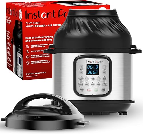 Instant Pot Duo Crisp - Freidora de aire 11 en 1 y olla eléctrica a presión con tapas para diferentes formas de cocción, freidora de aire,