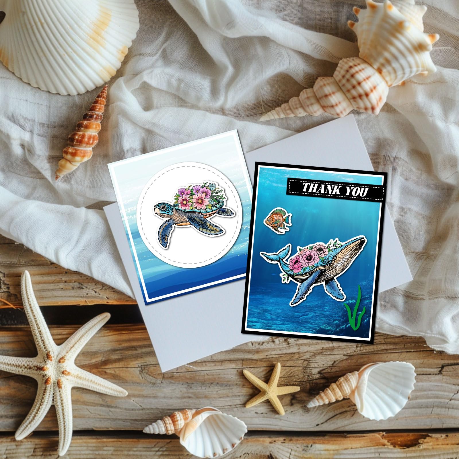 Globleland Clear Stamps GLOBLELAND Sea Animals Flowers Clear Stamps For ...