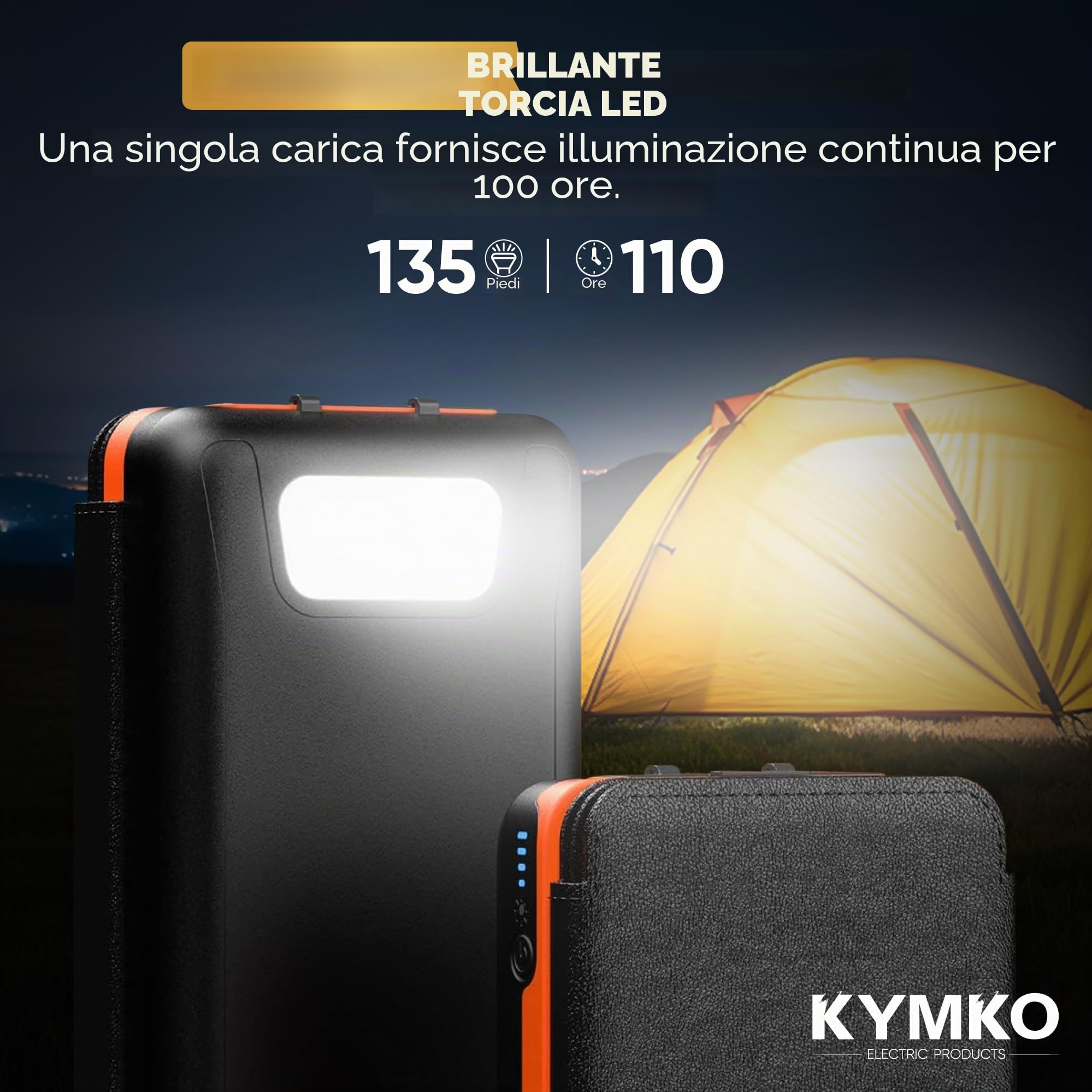 Caricatore solare per cellulare 27000mAh con 4 pannelli solari pieghevoli | Power Bank Solare Portatile USB-C 22.5W Torcia LED SOS, batteria esterna IP66 | Ideale per blackout e emergenze