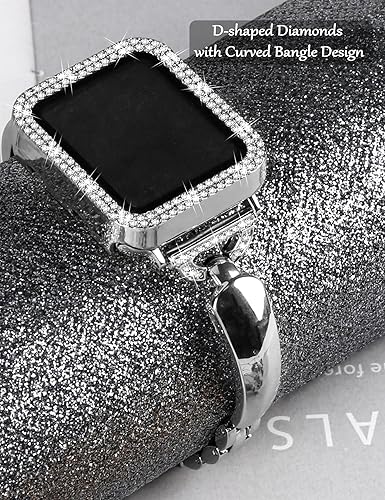 Miniatura 2 de JOYOZY Correas de metal compatibles con Apple Watch Band con funda protectora de pantalla brillante para IWatch de 1.496 pulgadas, 1.575 pulgadas,