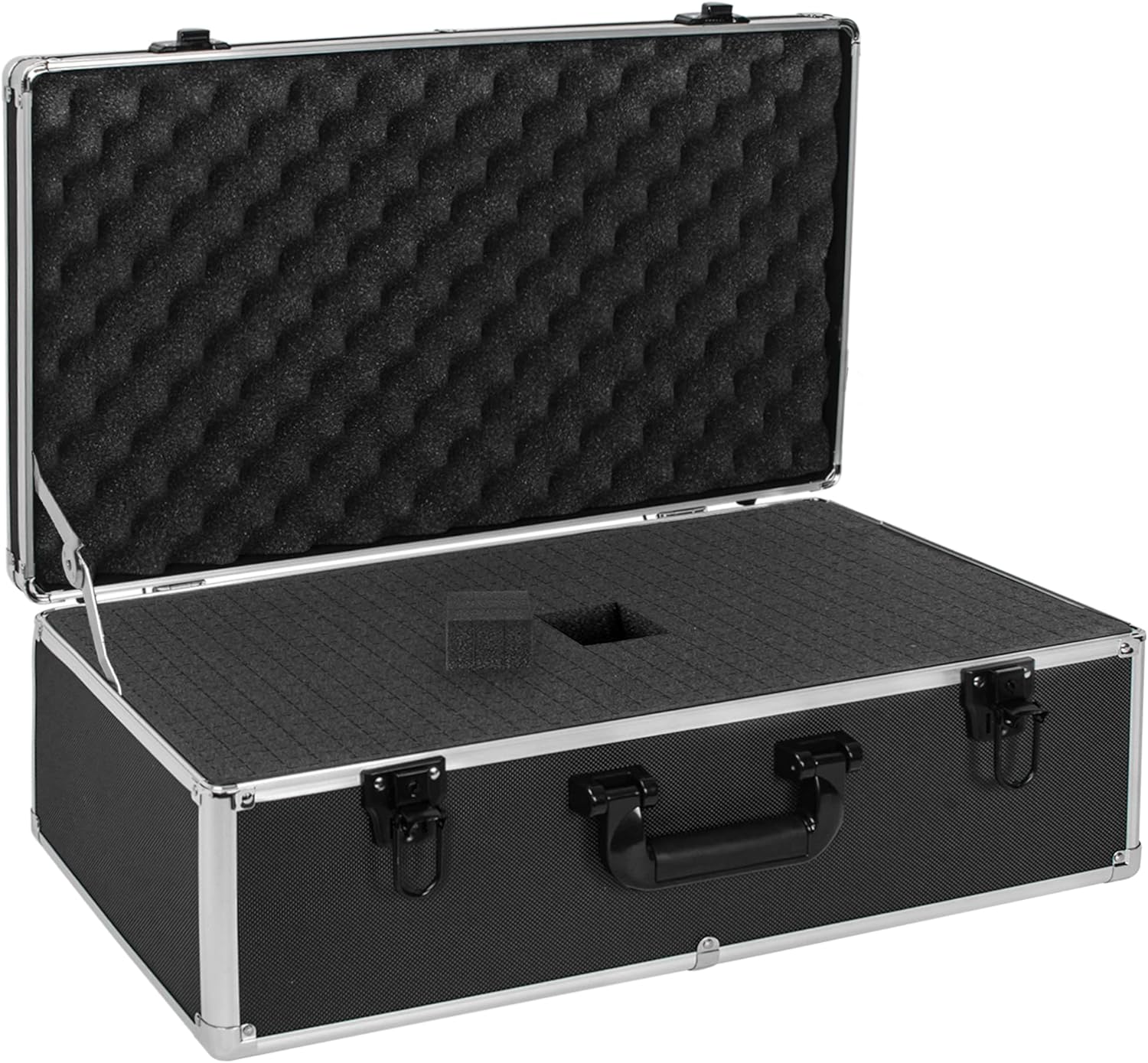 22 Inch Hard Carrying Case Ideal for Wireless Mic System Storage & Camera Gear Transportation, Aluminum Alloy Sturdy Build, Customizable Pre-Diced Foam, Black