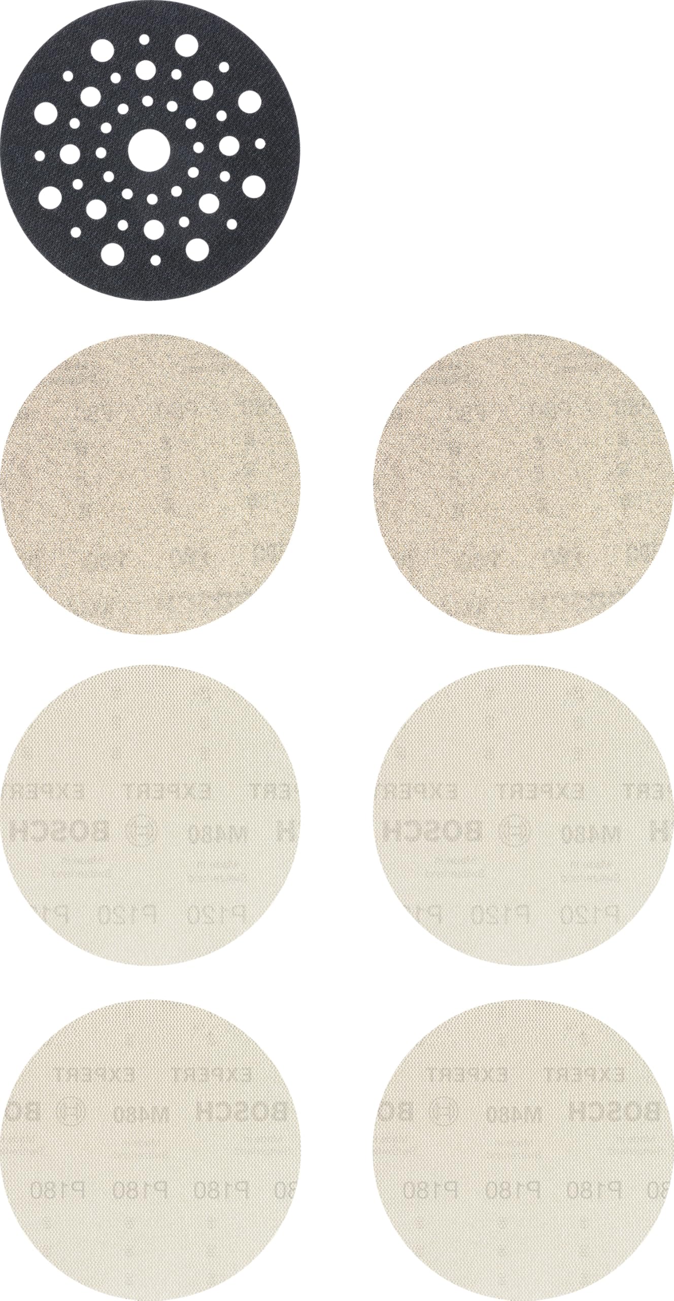 Bosch 7x EXPERT M480 Starter-Sets (für Farbe auf Holz, Hartholz, Ø 125 mm, Körnung 2x80, 2x120, 2x180, Professional Zubehör Exzenterschleifer, Schwingschleifer)
