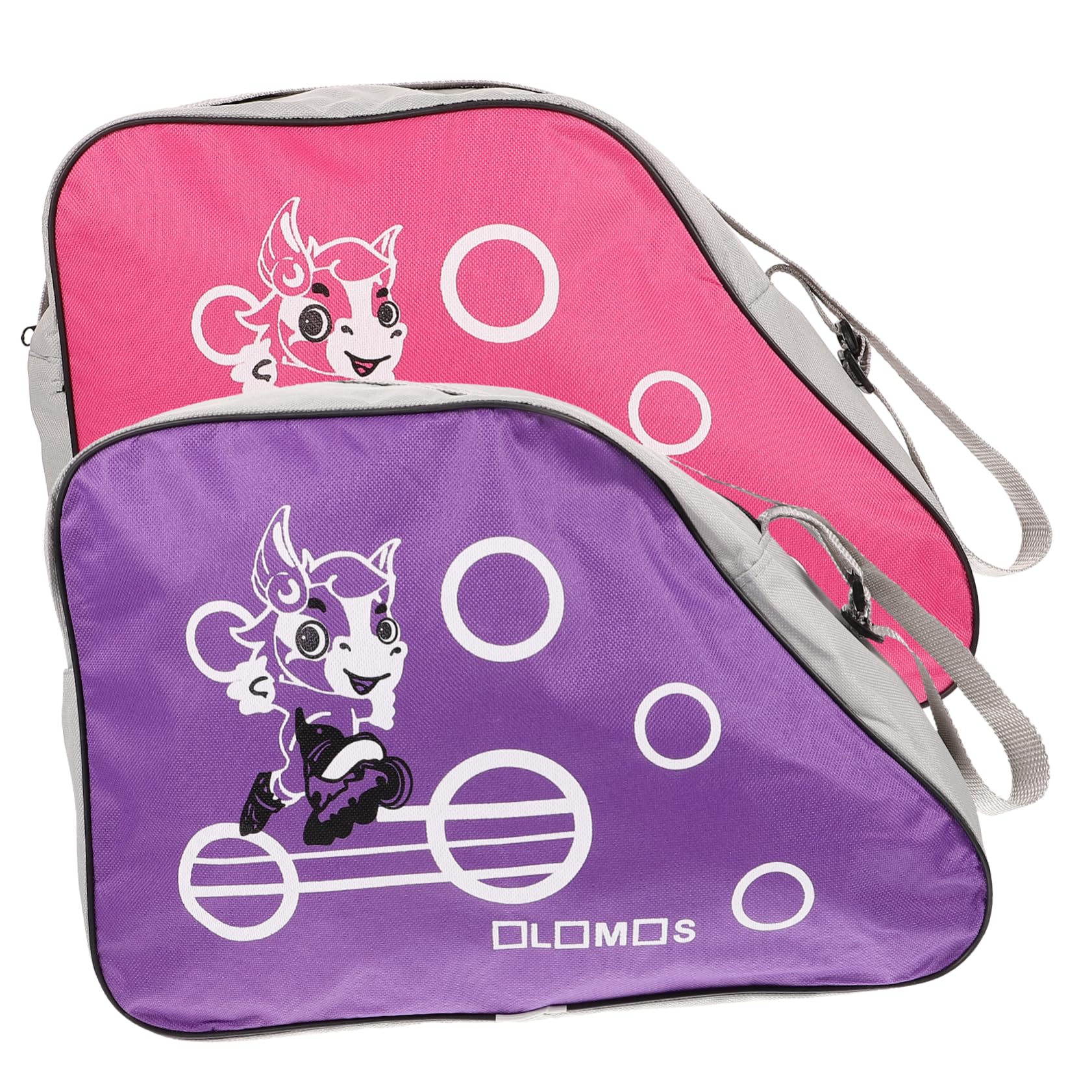 Totority 2-piece Roller Skates Pouch Skating Bag for Girls Zipper Closure Wear-resistant Material Skates Storage Random Color
