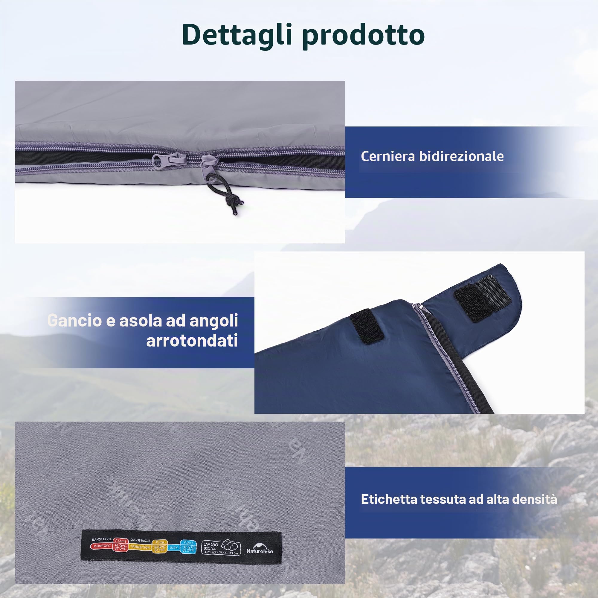 Naturehike Sacco a pelo in Cotone per Adulti e Bambini 3-4 Stagioni Leggero Impermeabile da Campeggio Attrezzatura per Dormire