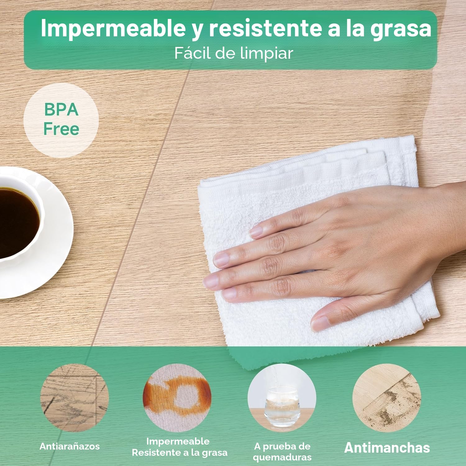 NATRKE - Alfombra para protección de Suelos Duros, Protector de PVC Transparente de Madera para Silla de Oficina en casa, sin BPA y sin ftalatos, 122 x 92 cm