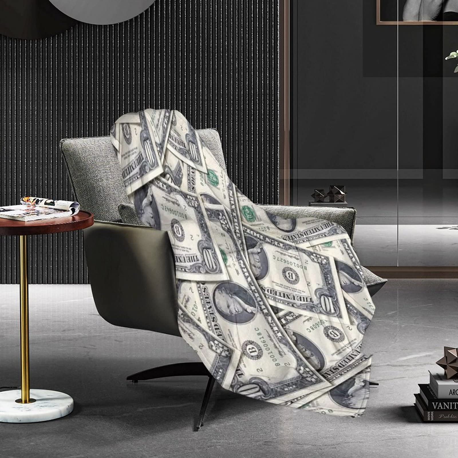 Dollar-Überwurfdecke Aus Flanell-Fleece – Weiche Decke 127x152 Cm, Für Sofa, Bett & Camping