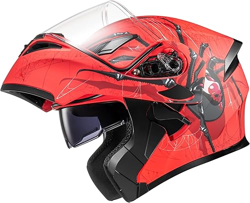 Miniatura 5 de KYPARA Casco modular de doble visera abatible de cara completa para motocicleta con certificación DOT de impresionismo