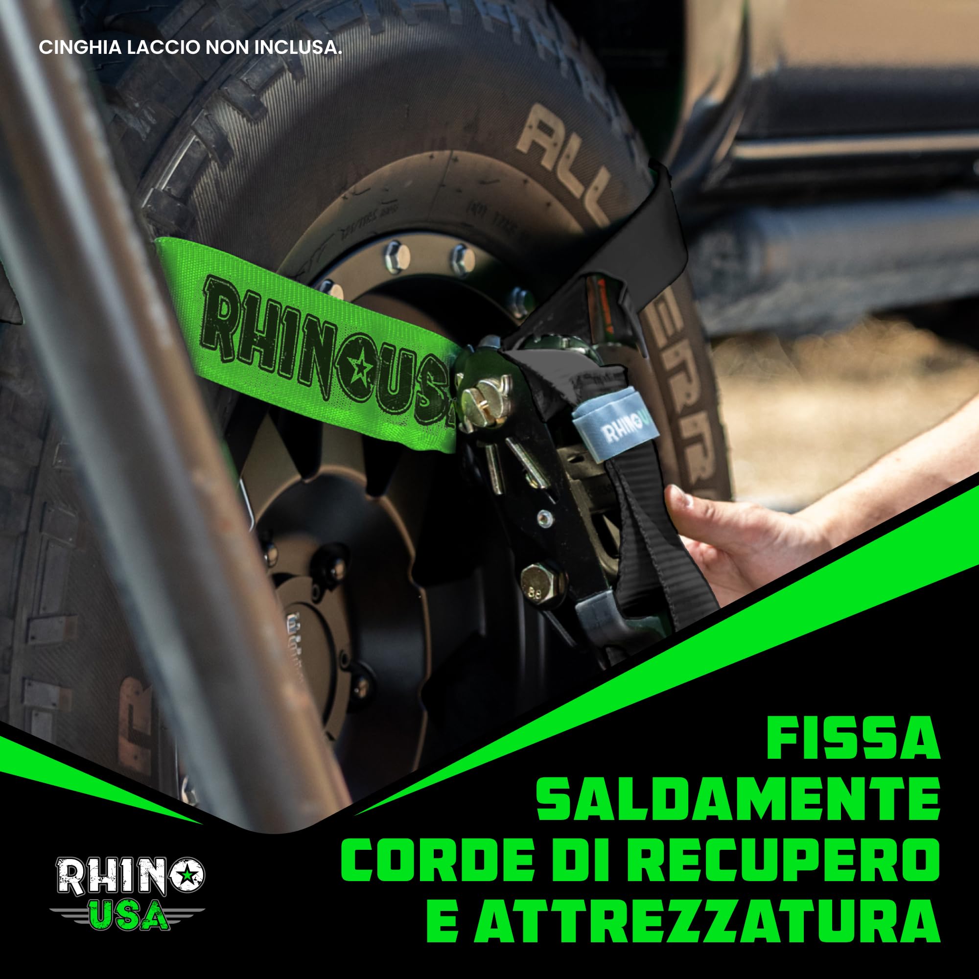 Rhino USA Rotolo di Nastro Adesivo e Gancio - Fissaggio a Incastro Riutilizzabile e Non Adesivo Per Cinghie, Corde e Organizzazione Dell'Attrezzatura - 2,5 cm x 7,6 m - Nero