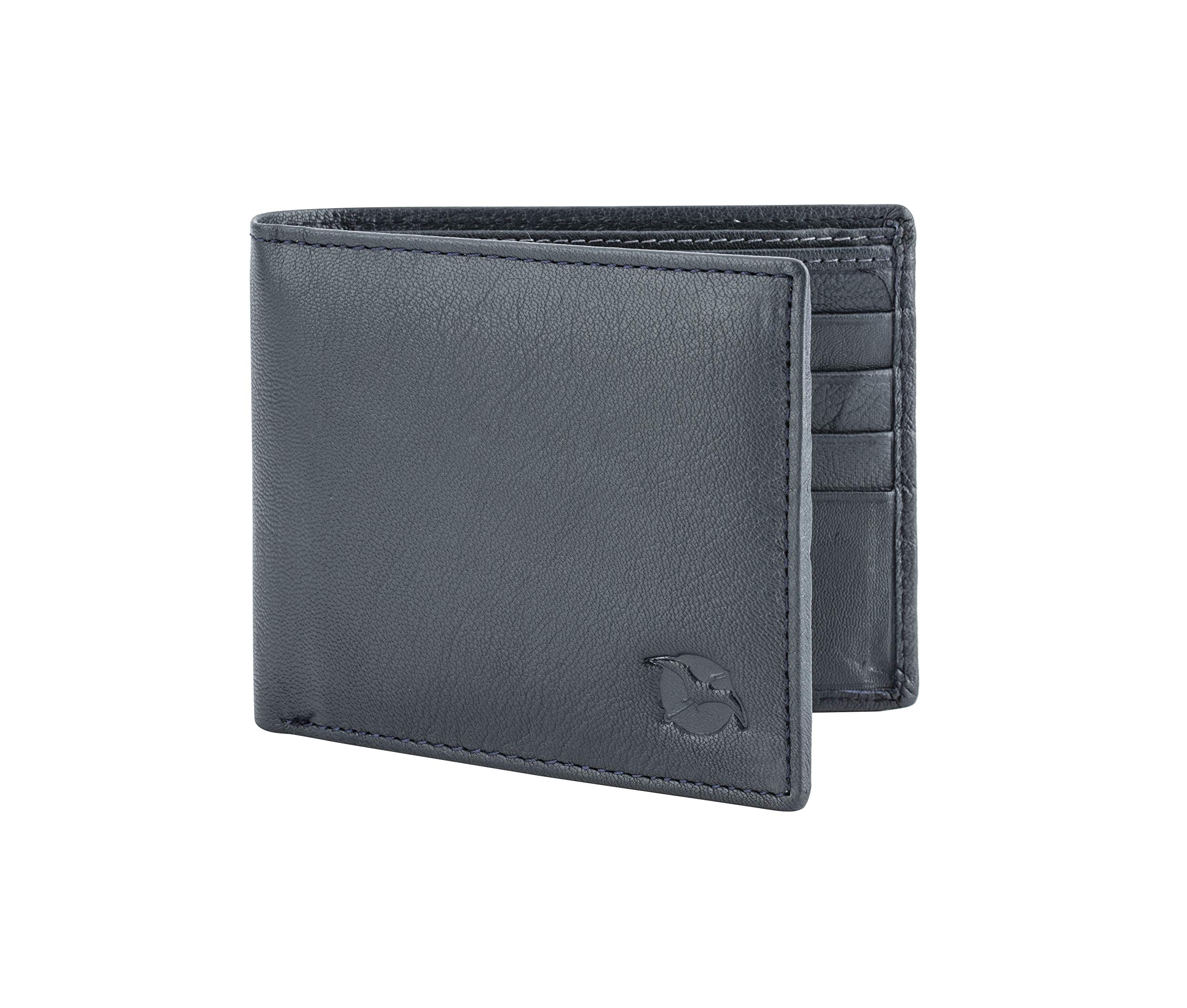 Flying Fossil Genuine Leather Hand-Crafted Wallet For Men, Bifold Leather Wallet, Blue - FFW00048