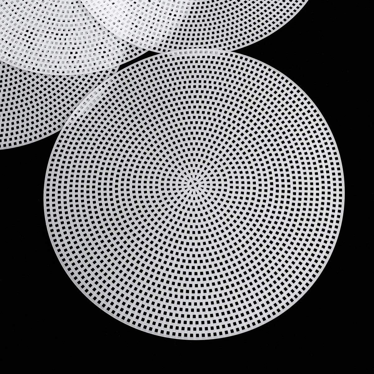 Ciieeo DIY Round Cross Stitch Mesh Sheets 10pcs Cuttable Plastic Grid Plate White 20cm Versatile Mesh for Bag Lining Embroidery and Craft Projects