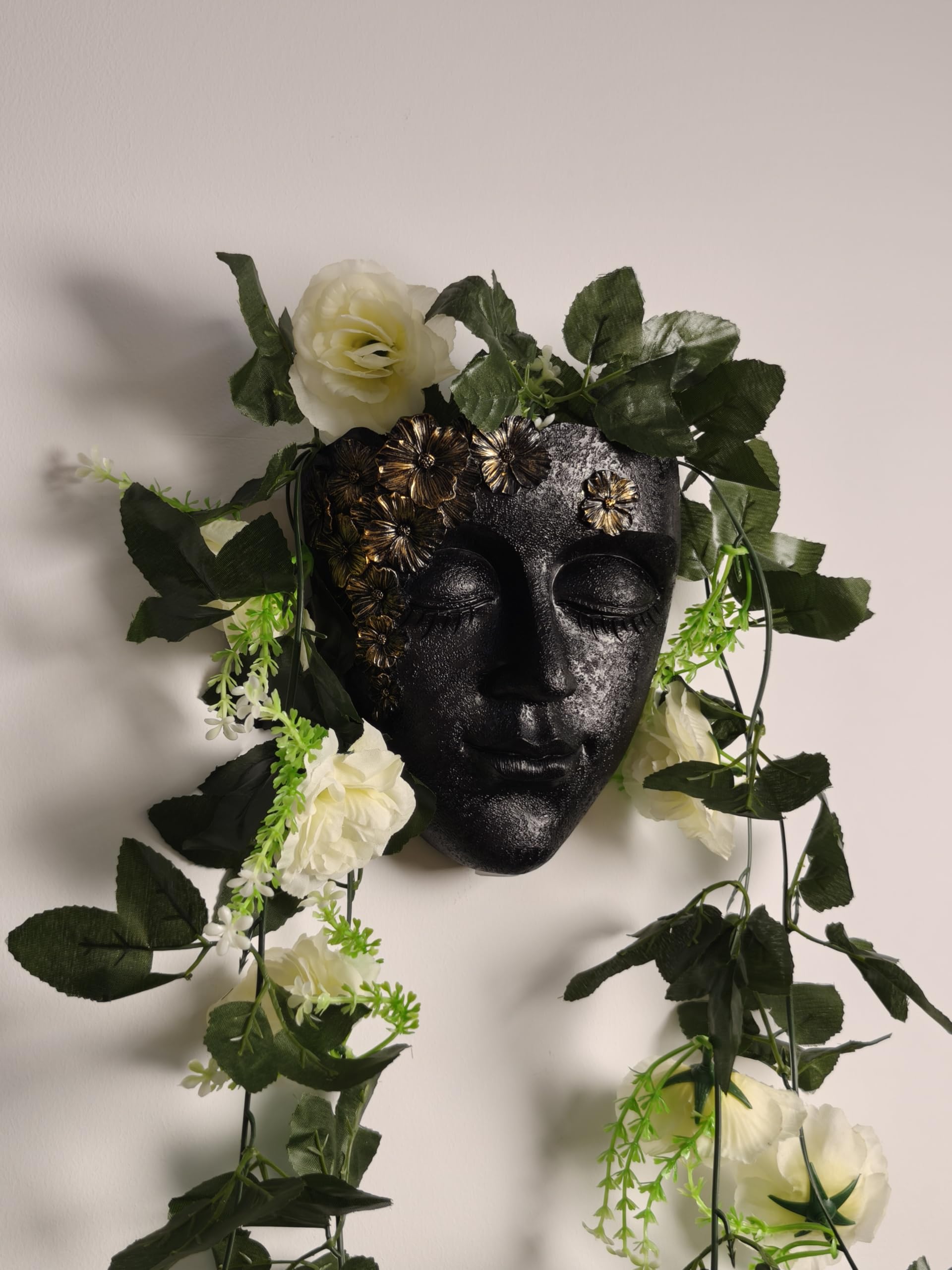 KOXHERO Face Shape Wall Planter Elegant Black Resin Wall-Mounted Head Pot with Drainage Hole Unique Small Vase Holder for Flower,Succulents, Hanging