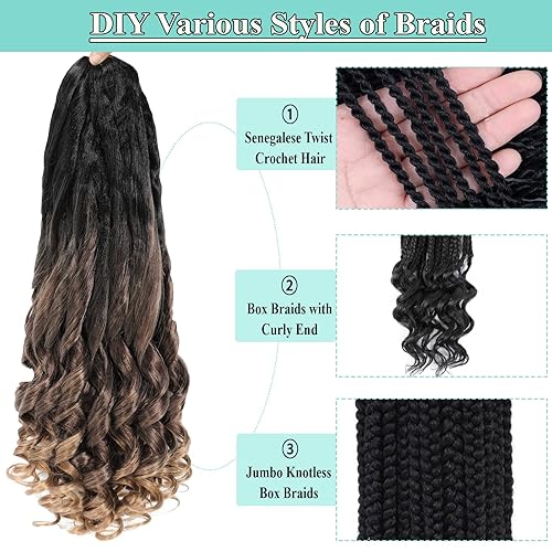 Miniatura 5 de Cabello rizado francés para trenzar, 8 paquetes, 16 pulgadas degradado, preestirado, previamente enrollado con extremos rizados, rizo de rebote,