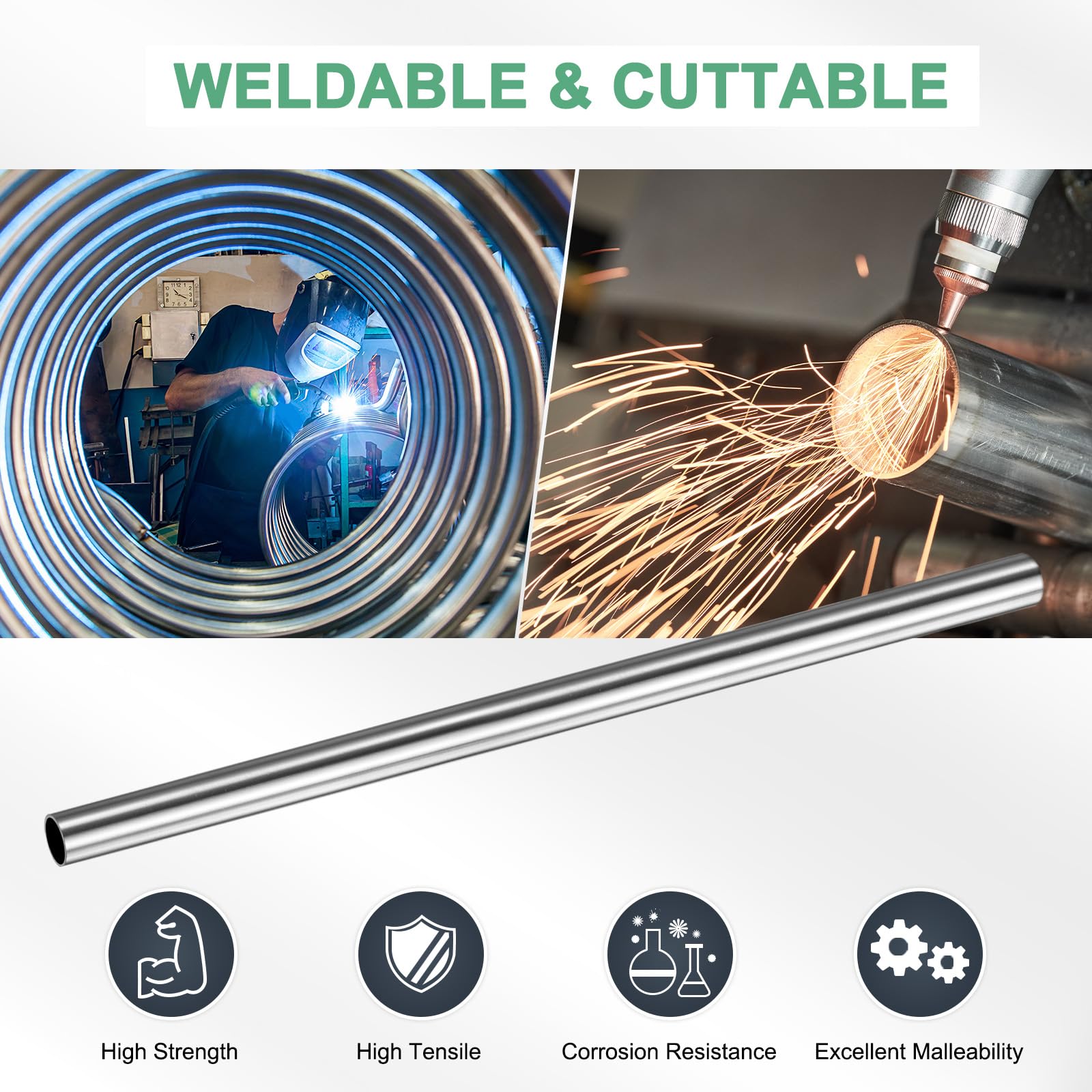 M METERXITY Edelstahlrohr 304 - 2 Stück 300mm, 6mm Durchmesser Für DIY Projekte