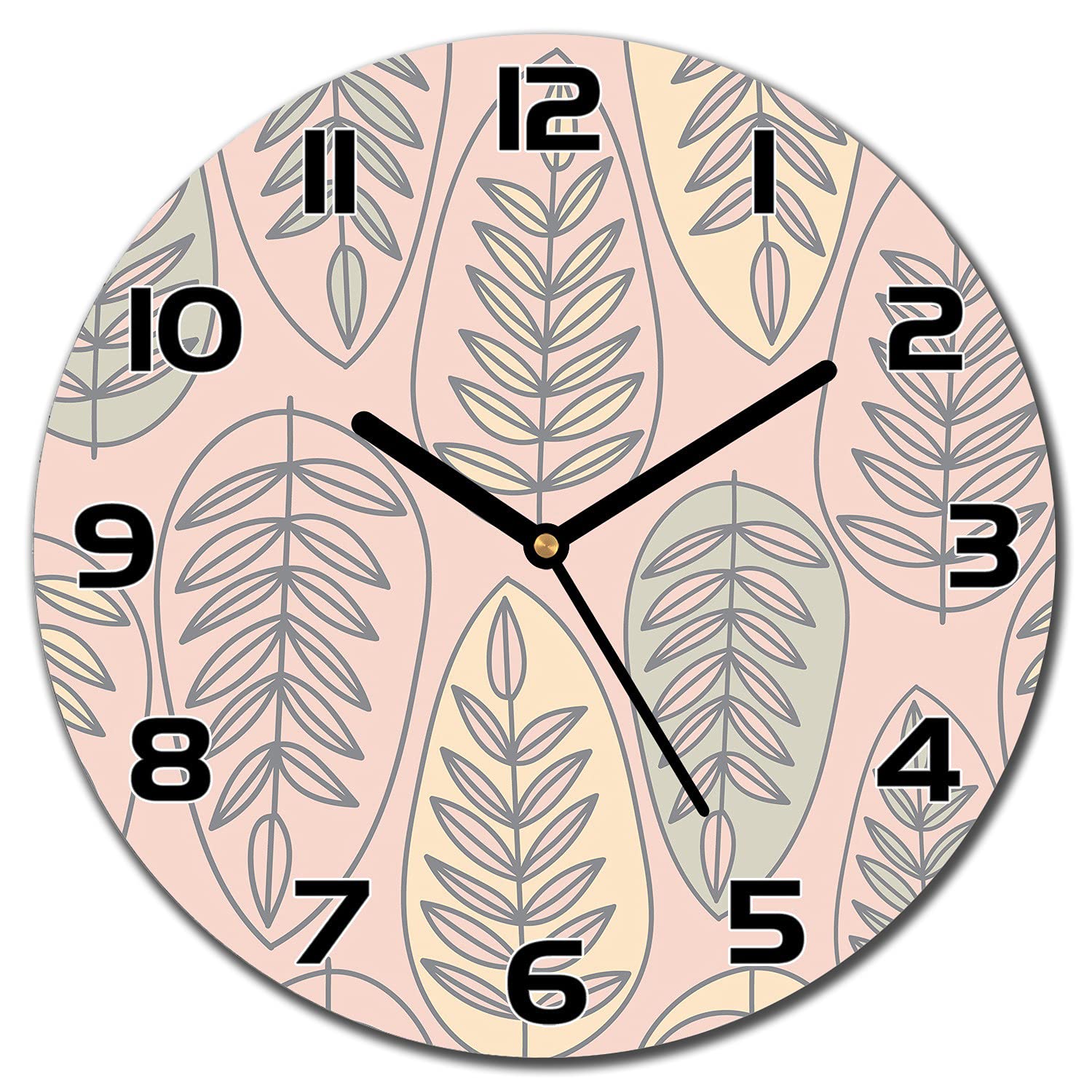 Horloge en verre silencieuse 30 cm aiguilles noires lisibles Coloray